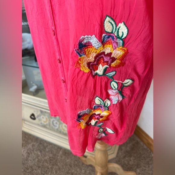 Gorgeous Johnny Was Pink Embroidered Tunic Size S - Picture 3 of 7